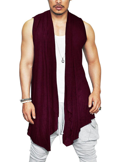 Casual Sleeveless Ruffle Shawl Collar Drape Cape (US Only) Cape coofandy Wine Red S 
